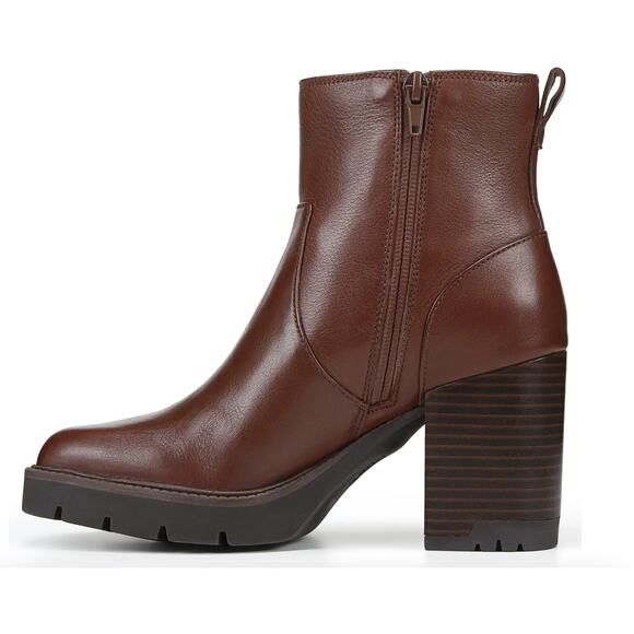 Naturalizer Wilde Leather Buckle Lug Sole Waterproof Boots | Sz 9, Brown NEW - Picture 2 of 7